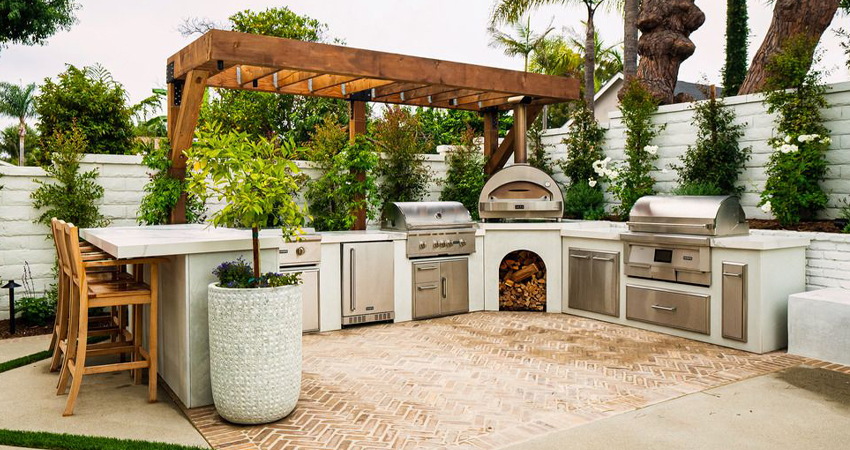 Outdoor Kitchen Installation by The Lawn Artist MA